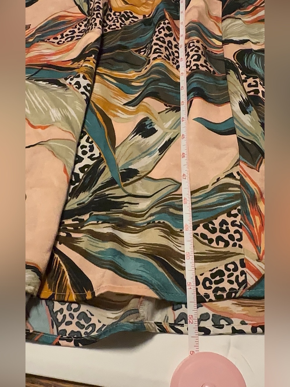 Nicole Miller Tropical Botanical Leopard Print Open Back Long Sleeve Dress Large - Picture 5 of 9